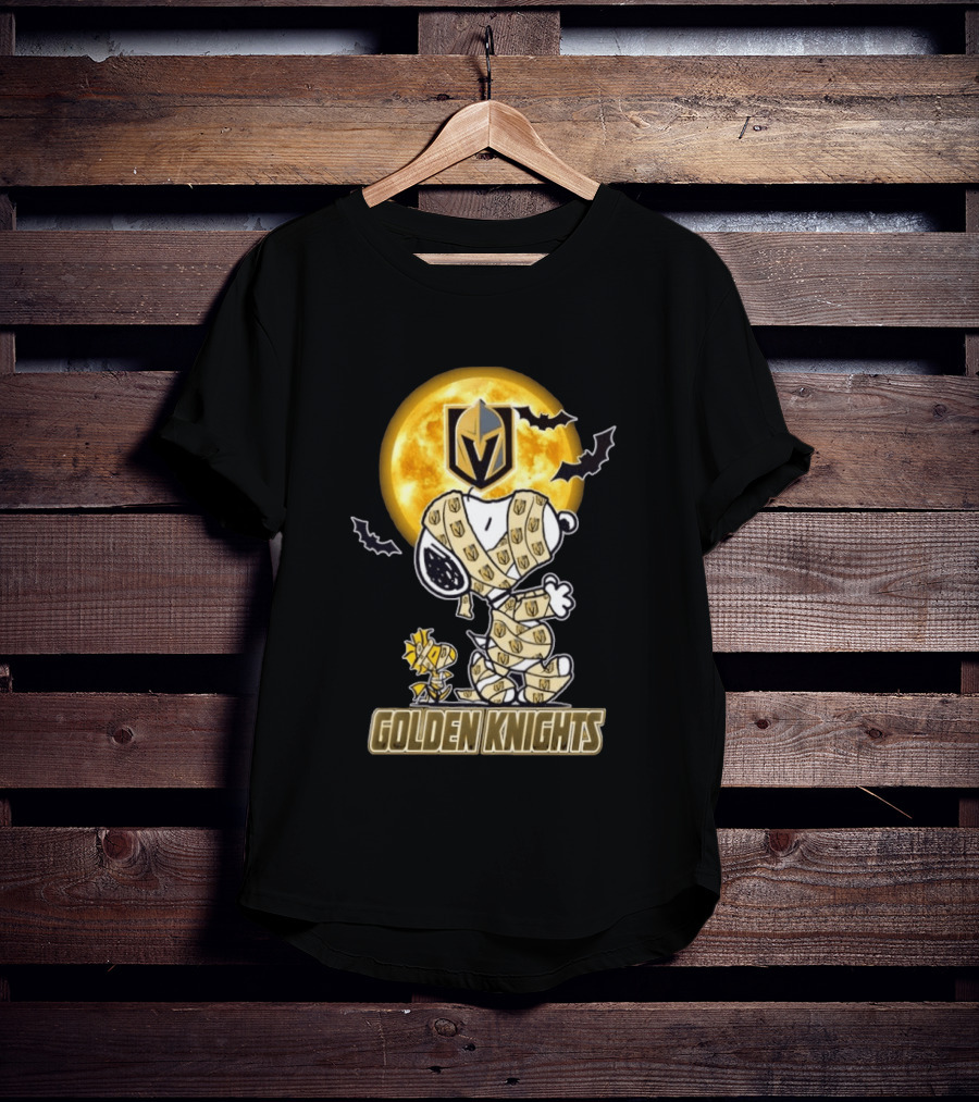 Vegas Golden Knights Snoopy Woodstock Mummy Halloween Moon T-Shirt