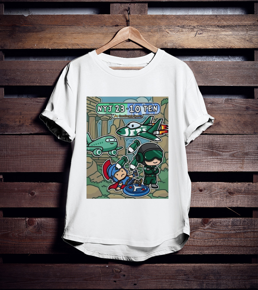 NYJ 23 10 TEN CornDoggy Sports New York Jets Tennessee Titans Fan T-Shirt