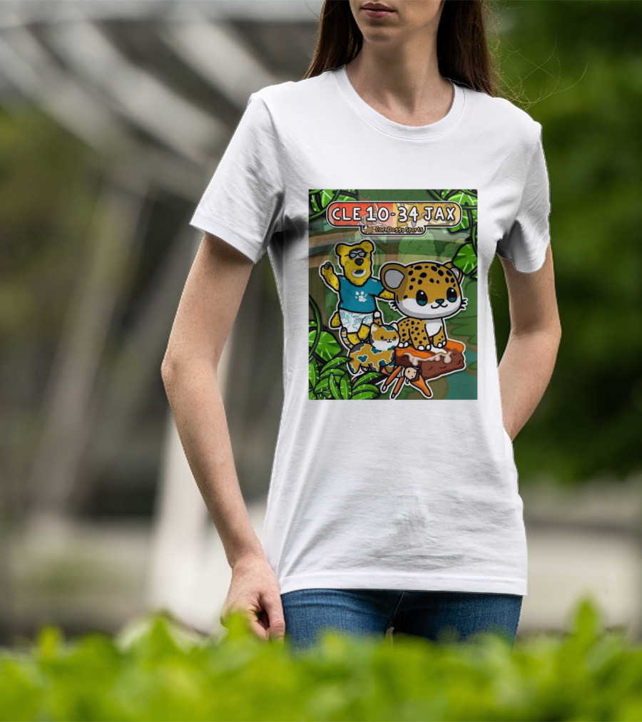 CornDoggy Sports CLE 10 34 JAX Cleveland Browns Vs Jacksonville Jaguars Cartoon Animals T-Shirt