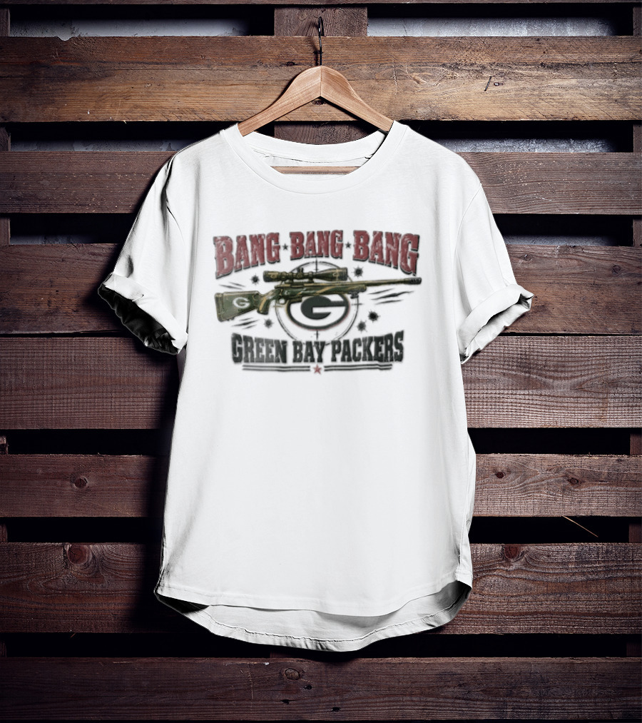 Bang Bang Bang Green Bay Packers Sniper Rifle Bullet Holes Target T-Shirt
