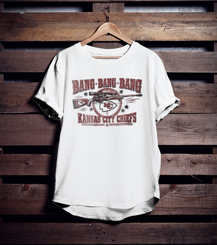 Kansas City Chiefs Bang Bang Bang Sniper Rifle Bullet Holes T-Shirt