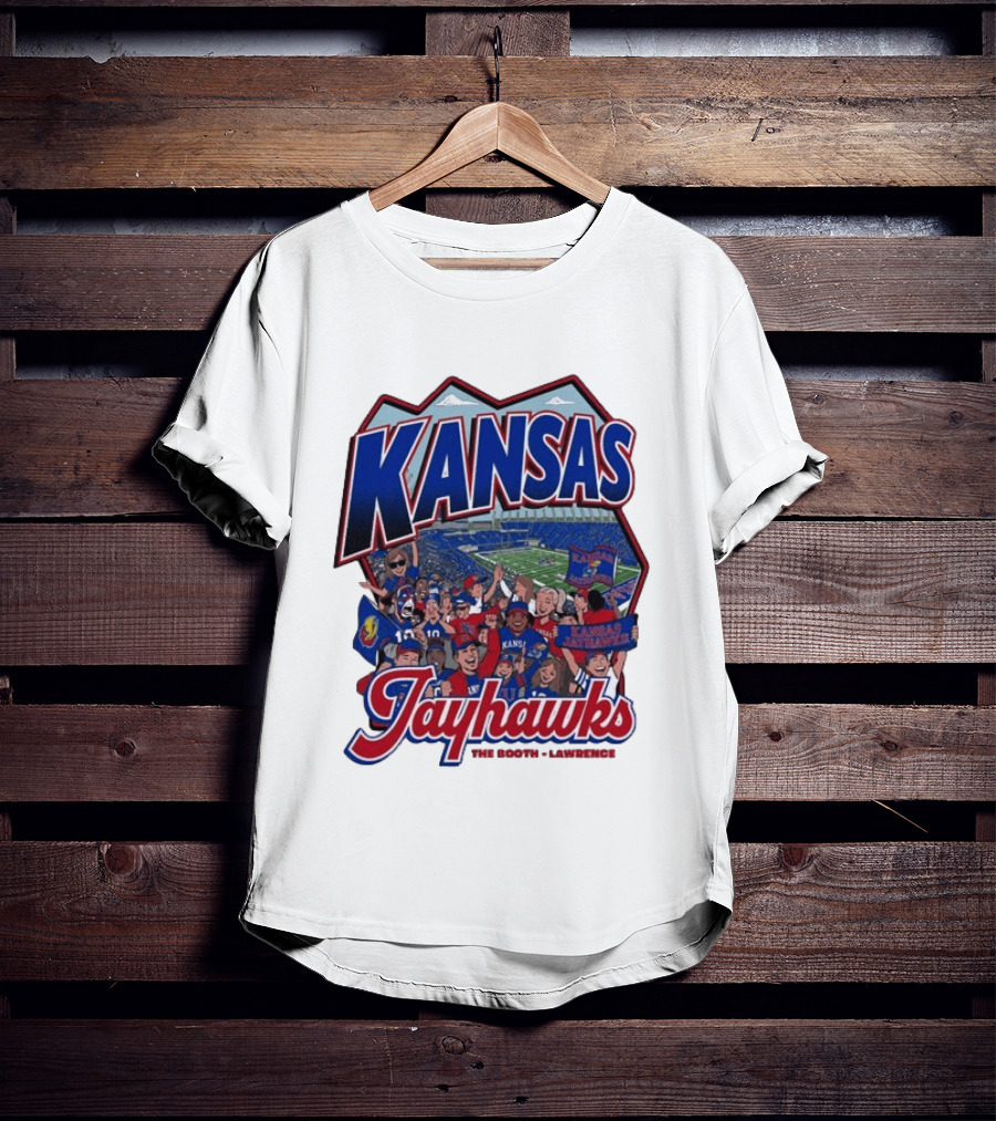 Kansas Jayhawks The Booth Lawrence Kansas Memorial Stadium Game Day Crowd T-Shirt