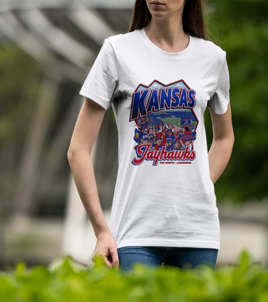 Kansas Jayhawks The Booth Lawrence Kansas Memorial Stadium Game Day Crowd T-Shirt