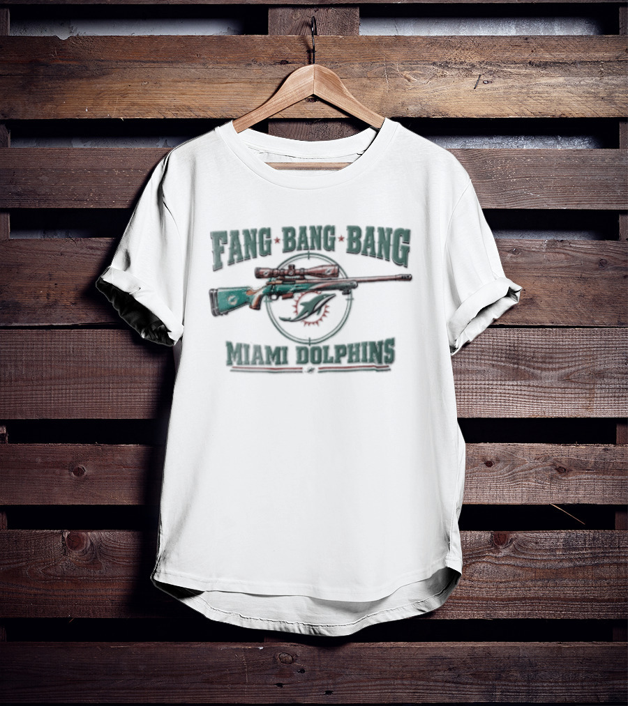 Fang Bang Bang Miami Dolphins Sniper Rifle Scope Crosshair Distressed T-Shirt