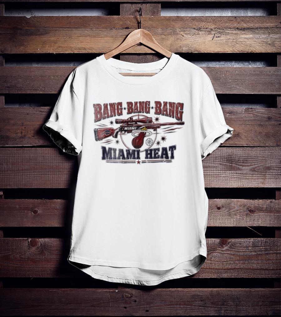 Bang Bang Bang Miami Heat Sniper Rifle Target Bullet Holes Distressed T-Shirt