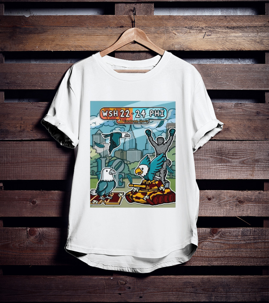 CornDoggy Sports WSH 22 24 PHI Washington Vs Philadelphia Eagles And Tank Scene T-Shirt