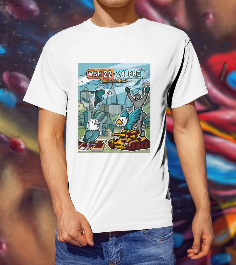 CornDoggy Sports WSH 22 24 PHI Washington Vs Philadelphia Eagles And Tank Scene T-Shirt