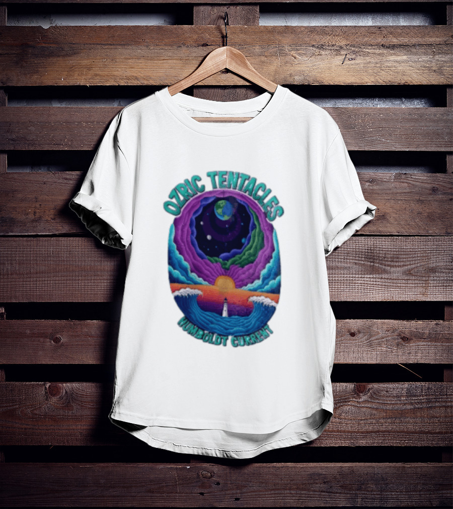 Ozric Tentacles Humboldt Current Ocean Lighthouse Sunset Planet Waves T-Shirt
