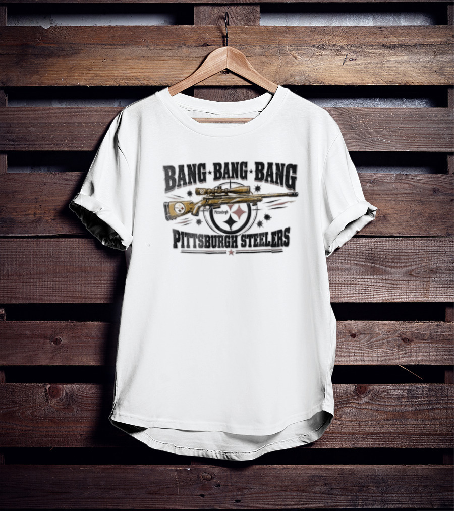 Bang Bang Bang Pittsburgh Steelers Sniper Rifle Target T-Shirt