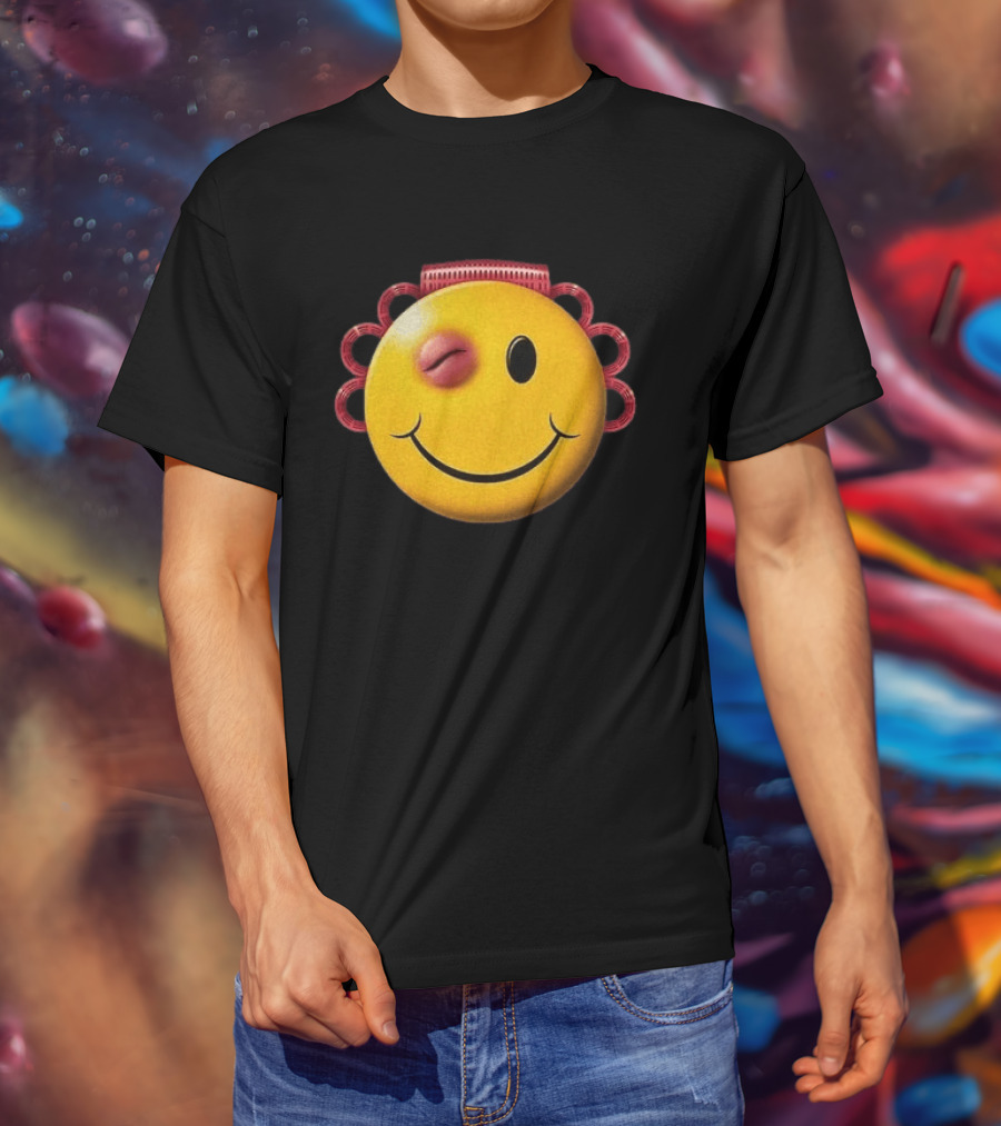 A$AP Rocky Don't Be Dumb Tour Smiley Face With Winking Eye And Red Rope Details T-Shirt