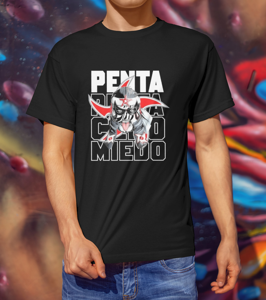 Penta Lucha Libre Cero Miedo Bold Text Red White T-Shirt