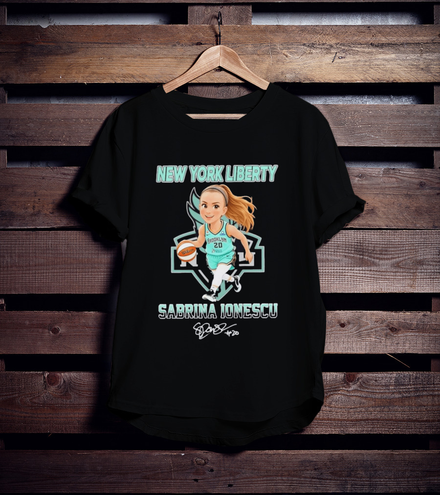 New York Liberty Sabrina Ionescu Brooklyn No 20 Chibi Basketball T-Shirt