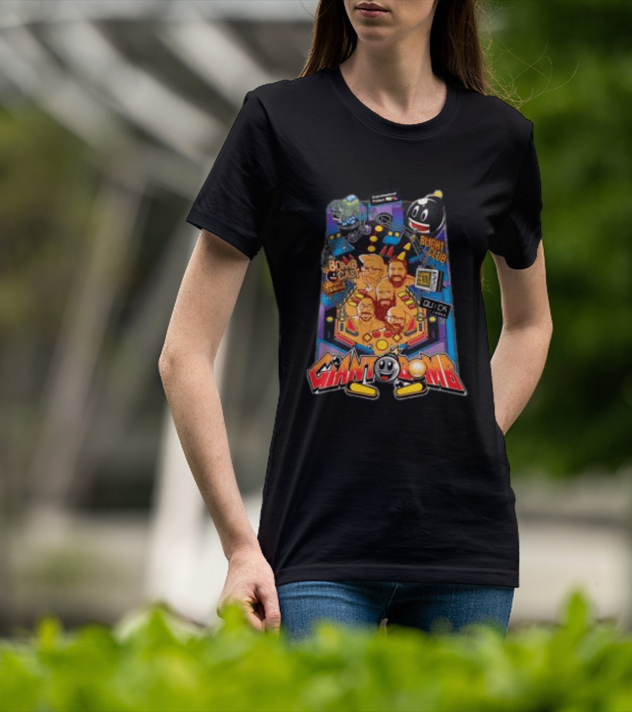 Giant Bomb Pinball Blight Club Quick Looks Bomb Cabinet Retro Arcade T-Shirt
