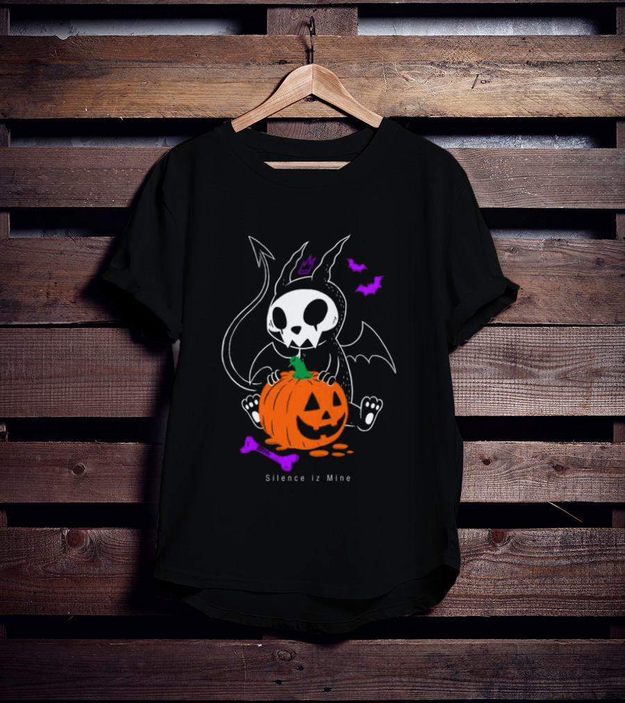 Silence Iz Mine Sim Store Rolling Cradle Black Purple Halloween Characters Pumpkin Bats T-Shirt