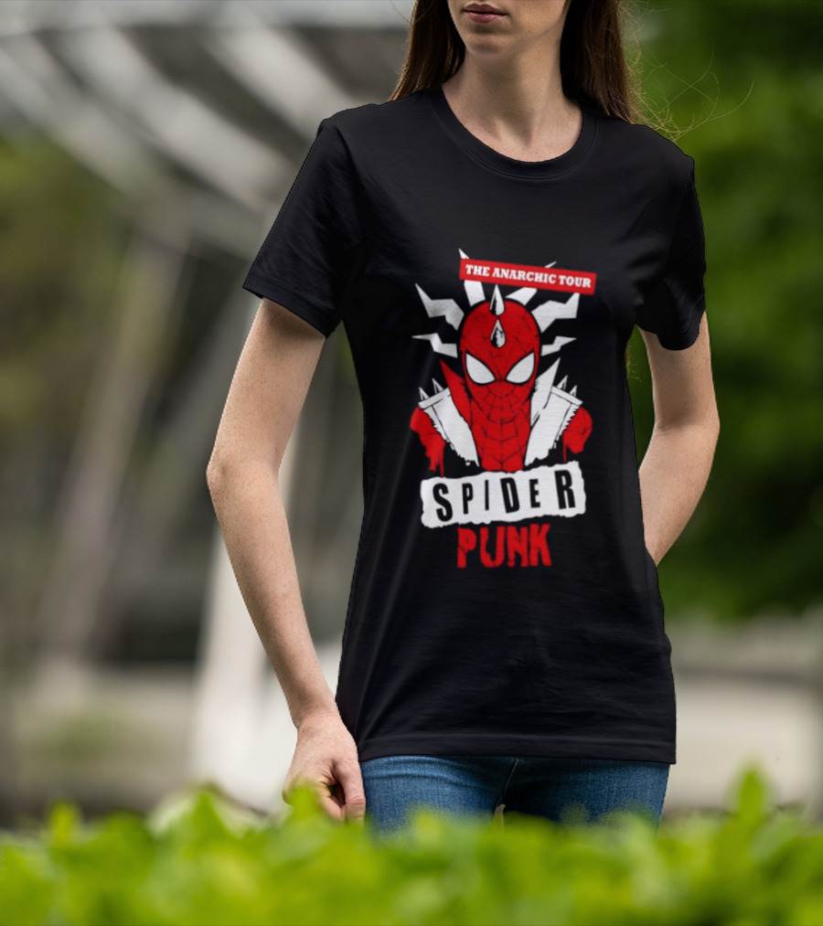 Spider Punk The Anarchic Tour Comic Style Spiked Hero T-Shirt