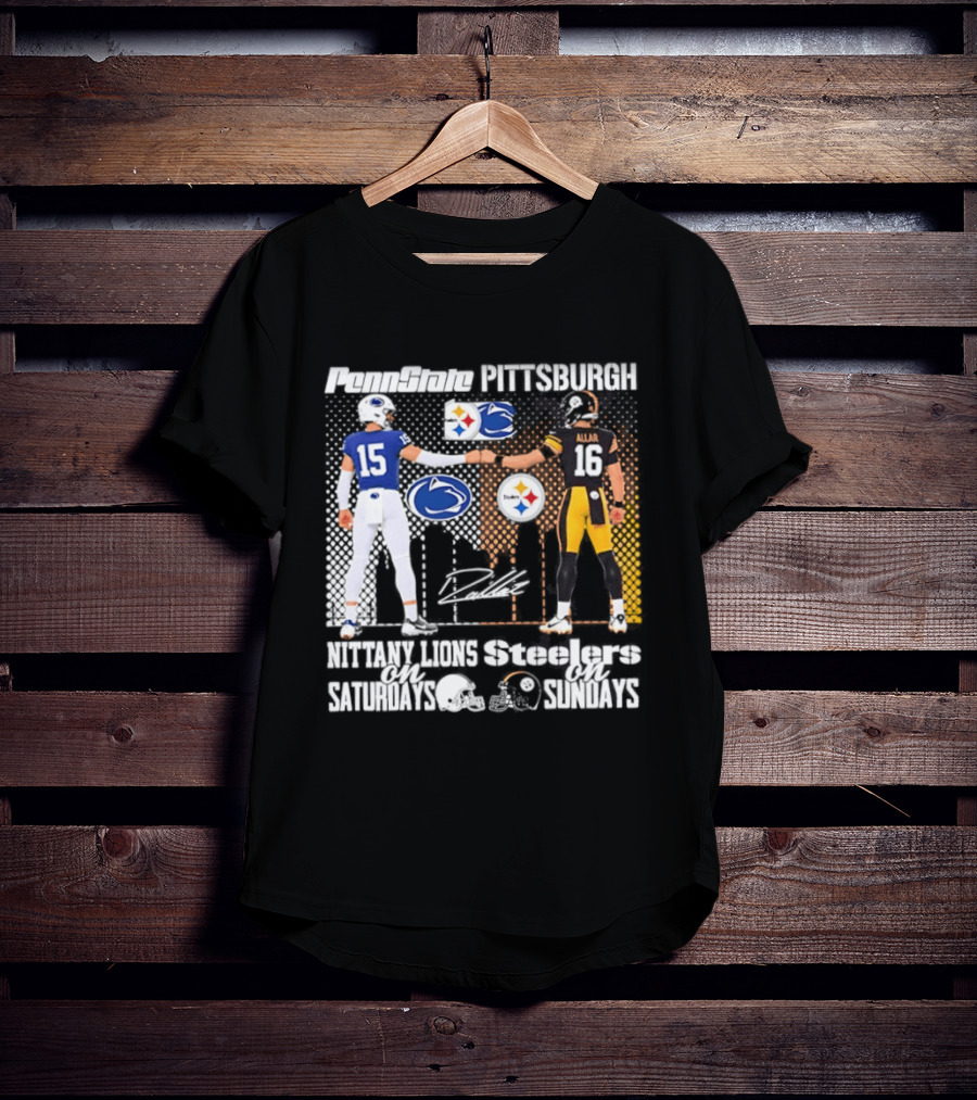 Penn State Nittany Lions Saturdays Pittsburgh Steelers Sundays Skyline Football Rivalry T-Shirt