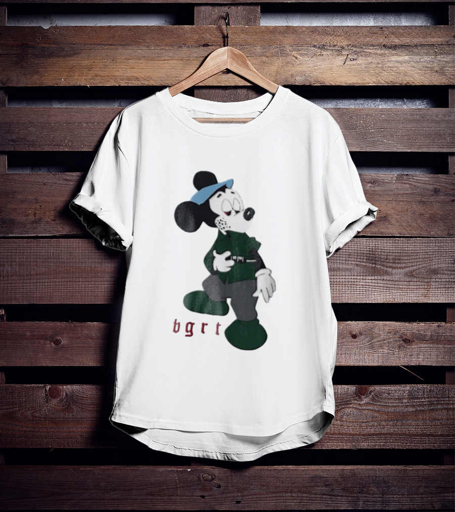 BGRT Cartoon Mouse Green Jacket Syringe Cigarette T-Shirt