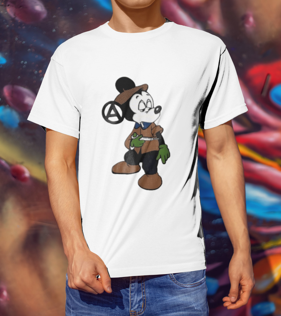 Bootleg Halftone Cartoon Mouse Anarchy Syringe T-Shirt