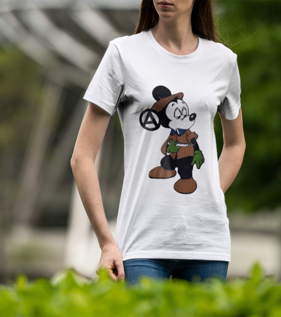 Bootleg Halftone Cartoon Mouse Anarchy Syringe T-Shirt