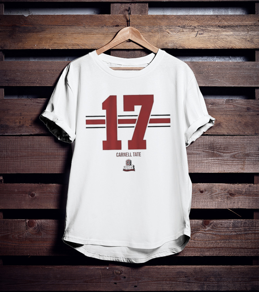 Ohio State Buckeyes Carnell Tate 17 Stripe Football T-Shirt