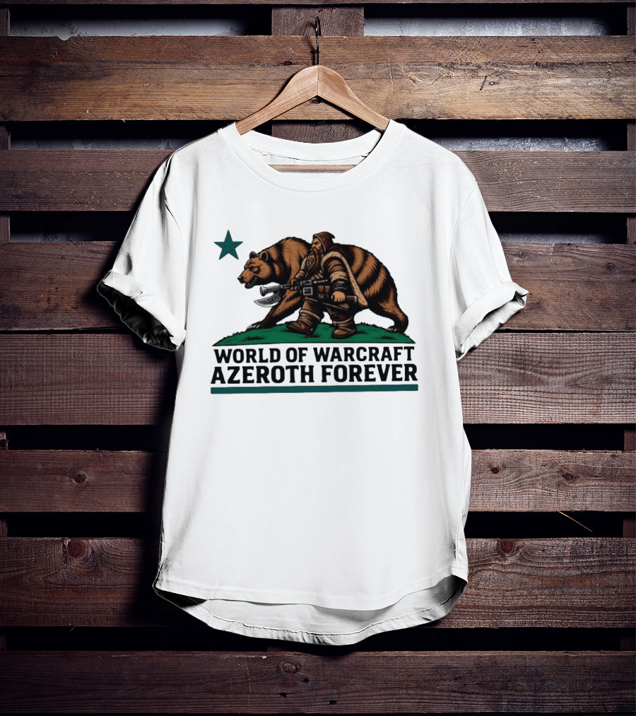World Of Warcraft Azeroth Forever Dwarf With Bear Companion T-Shirt