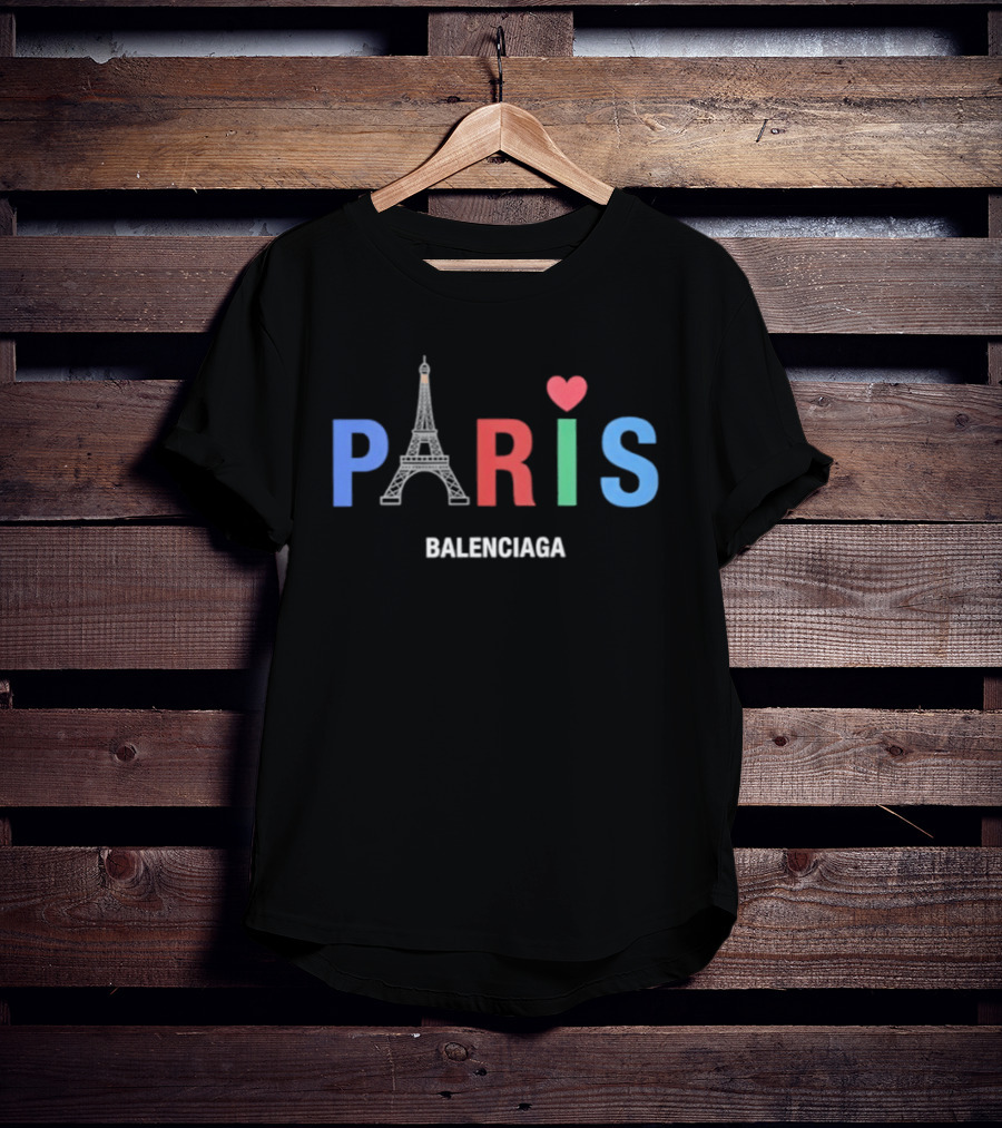 Balenciaga Paris Eiffel Tower Heart T-Shirt