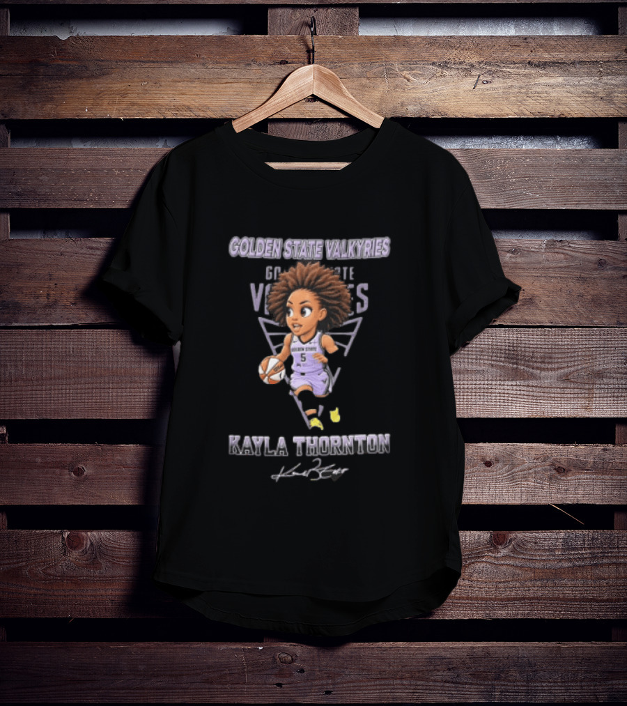 Golden State Valkyries Kayla Thornton Cartoon Caricature Dribbling Basketball WNBA T-Shirt
