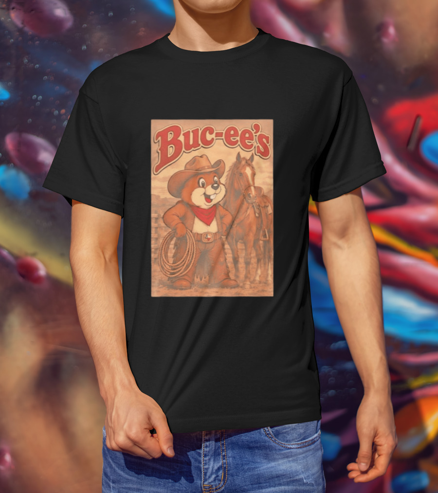 Buc Ee's Cowboy Western Sunset Horse And Lasso T-Shirt