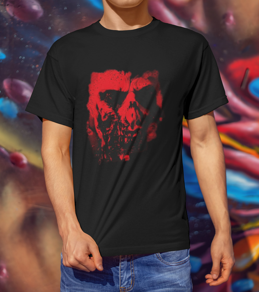 Heavy Spoilers Shop Infected Skull Horror Face T-Shirt