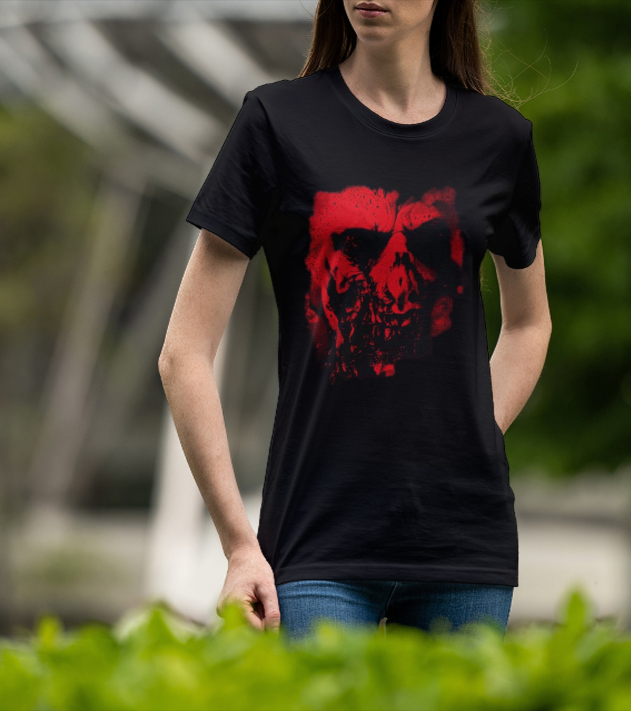 Heavy Spoilers Shop Infected Skull Horror Face T-Shirt