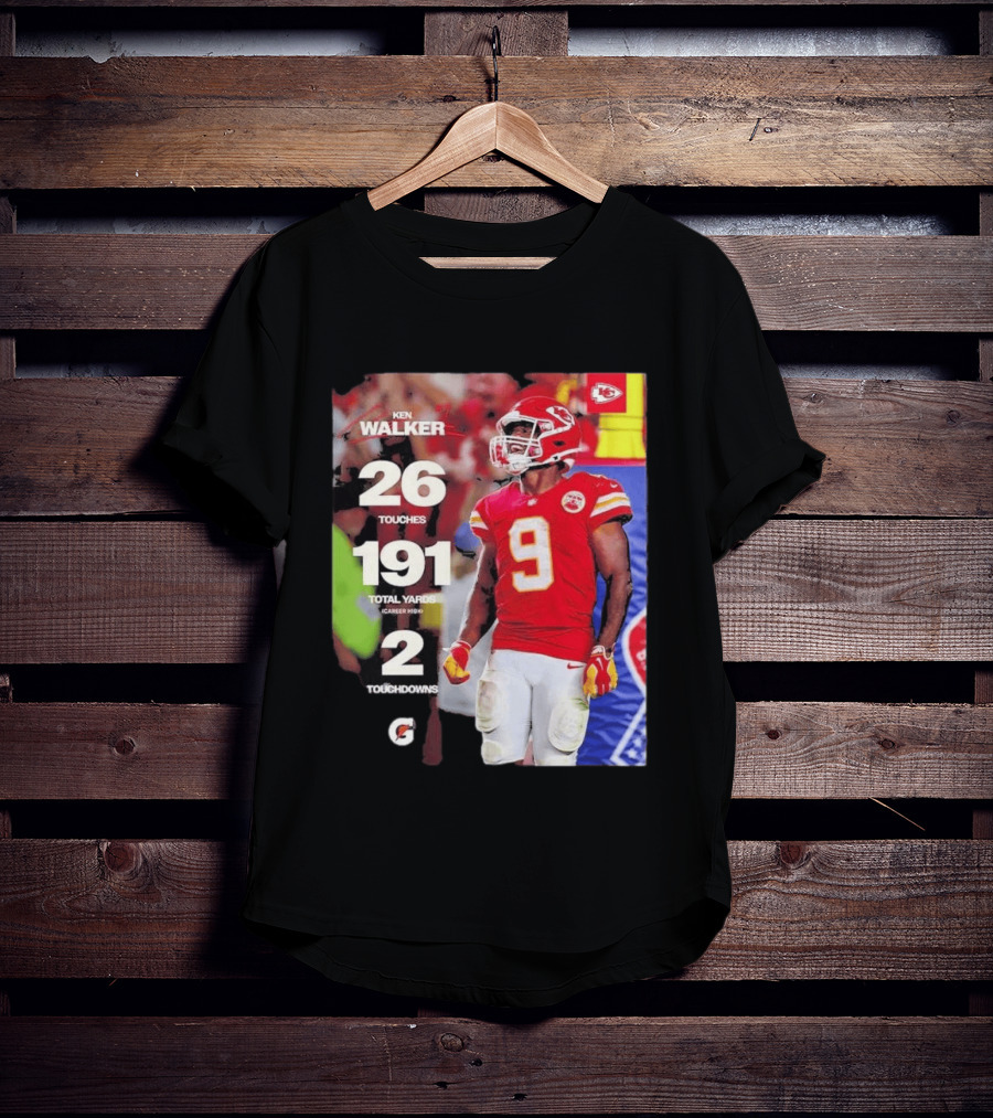 Ken Walker Kansas City Chiefs Career High 26 Touches 191 Total Yards 2 Touchdowns T-Shirt