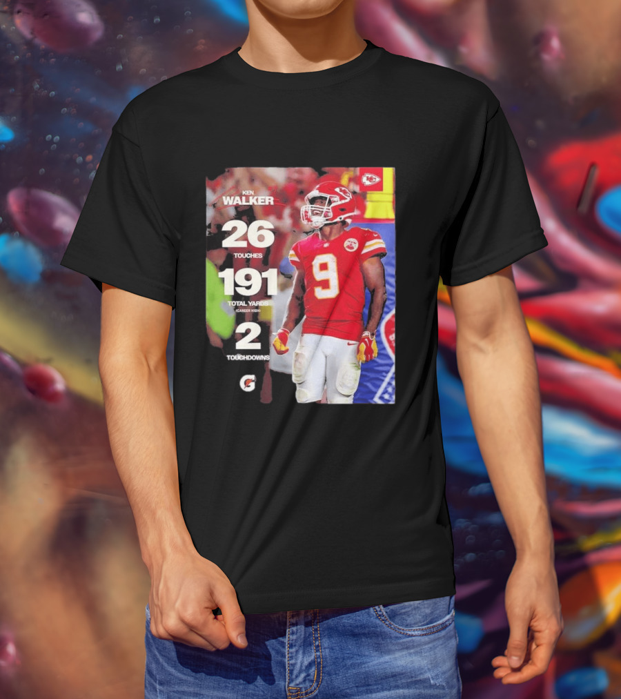 Ken Walker Kansas City Chiefs Career High 26 Touches 191 Total Yards 2 Touchdowns T-Shirt