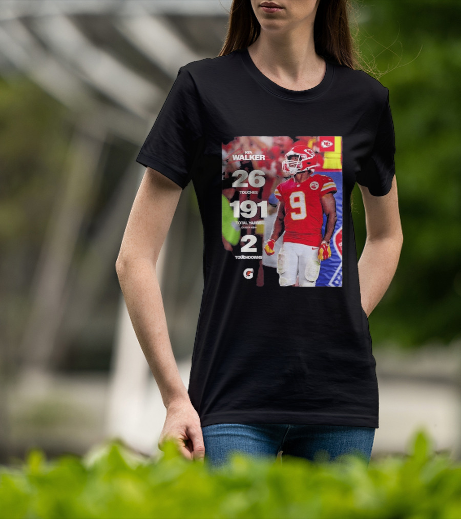 Ken Walker Kansas City Chiefs Career High 26 Touches 191 Total Yards 2 Touchdowns T-Shirt