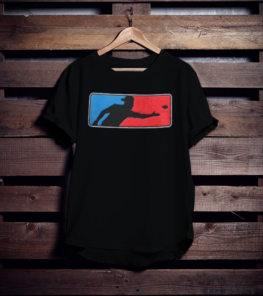 Distressed Red Blue Disc Golf Throwing Silhouette Sports Ultimate T-Shirt