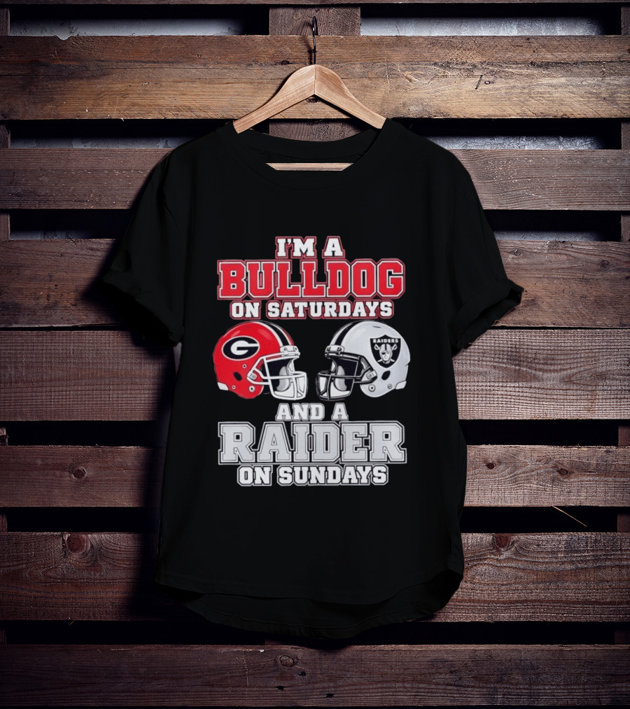 I'm A Bulldog On Saturdays And A Raider On Sundays Georgia G Helmet Raiders Helmet T-Shirt