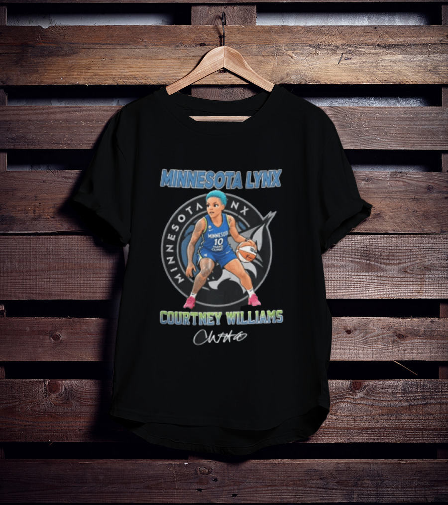 Minnesota Lynx Courtney Williams Cartoon Caricature Dribbling Basketball T-Shirt