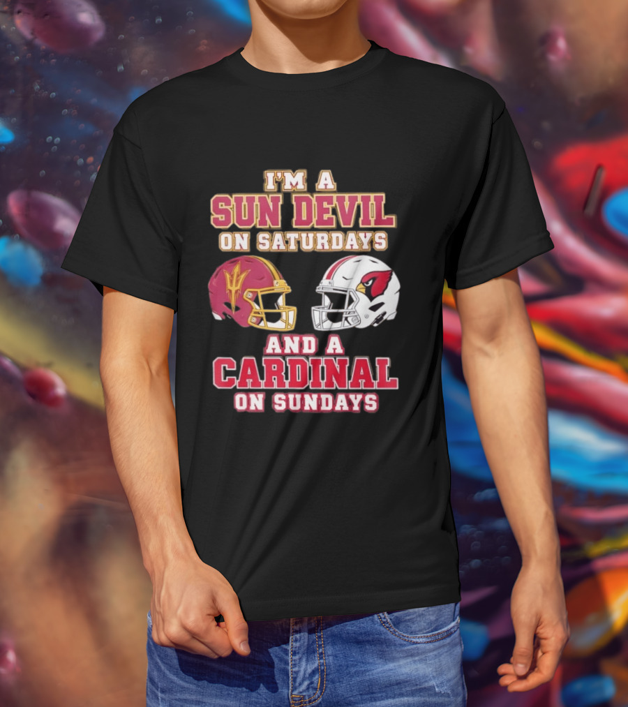 I'm A Sun Devil On Saturdays And A Cardinal On Sundays Helmet T-Shirt