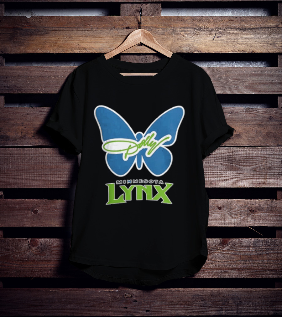 Minnesota Lynx WNBA Blue Butterfly Dolly Green Script T-Shirt