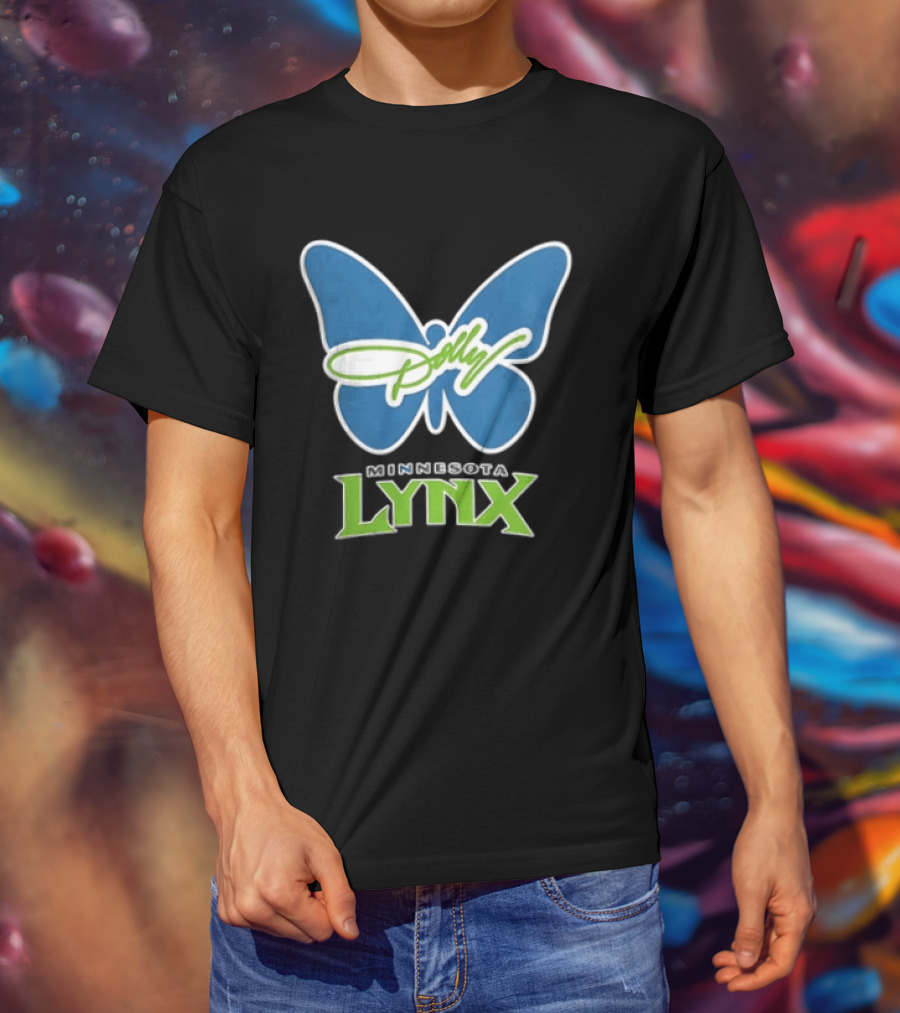 Minnesota Lynx WNBA Blue Butterfly Dolly Green Script T-Shirt