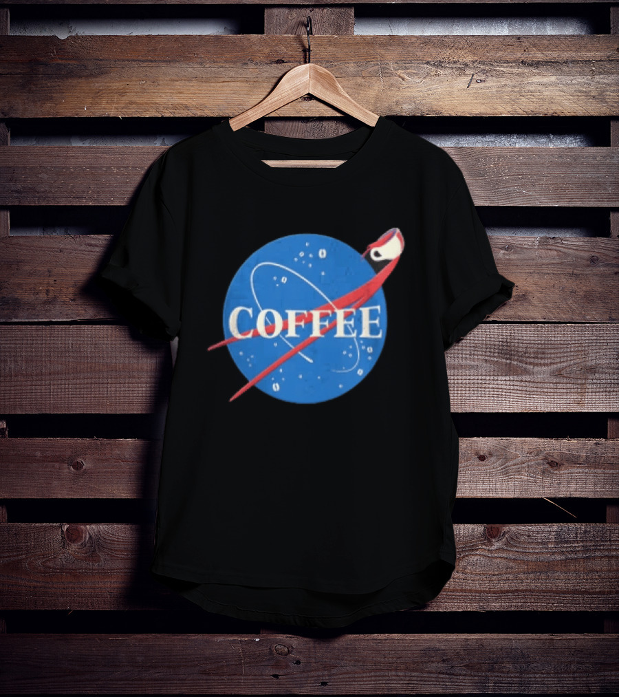 Nasa Coffee Meatball Spilling Cup Orbit Beans Distressed T-Shirt
