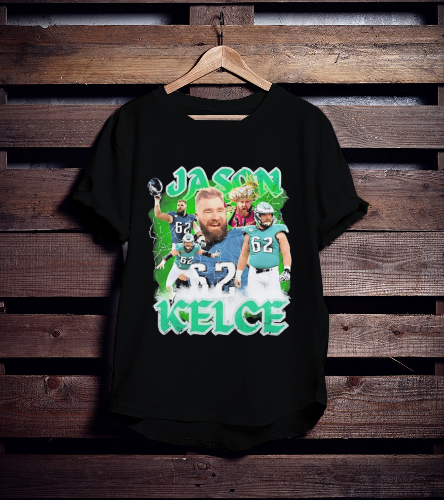 Jason Kelce 62 Philadelphia Eagles Vintage Style Football Fan T-Shirt