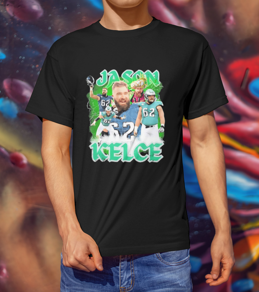 Jason Kelce 62 Philadelphia Eagles Vintage Style Football Fan T-Shirt