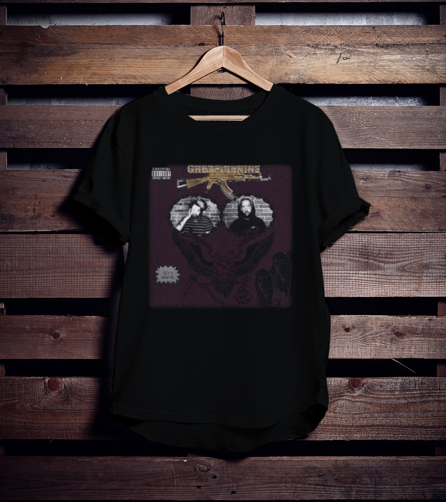 Suicideboy Store Stop Staring At The Shadows Album Cover G.R.E.Y.G.O.D.S Parental Advisory Explicit Content T-Shirt