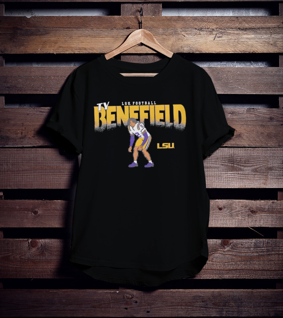 Ty Benefield No 2 LSU Football Tigers Paintbrush T-Shirt