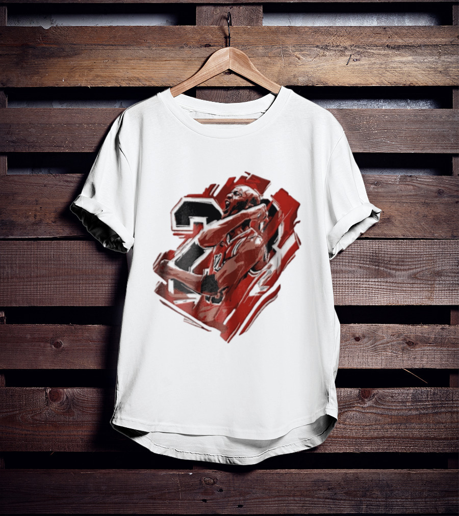 Basketball Player Number 23 Celebration Red Brushstrokes T-Shirt