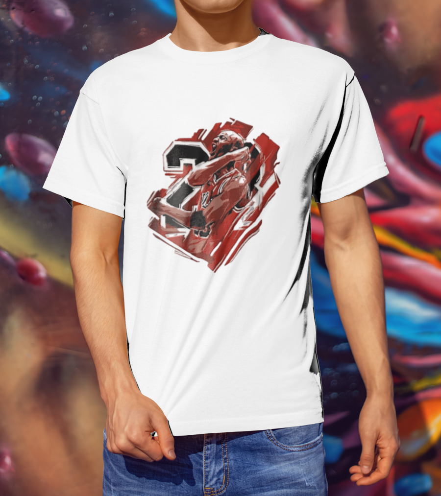 Basketball Player Number 23 Celebration Red Brushstrokes T-Shirt