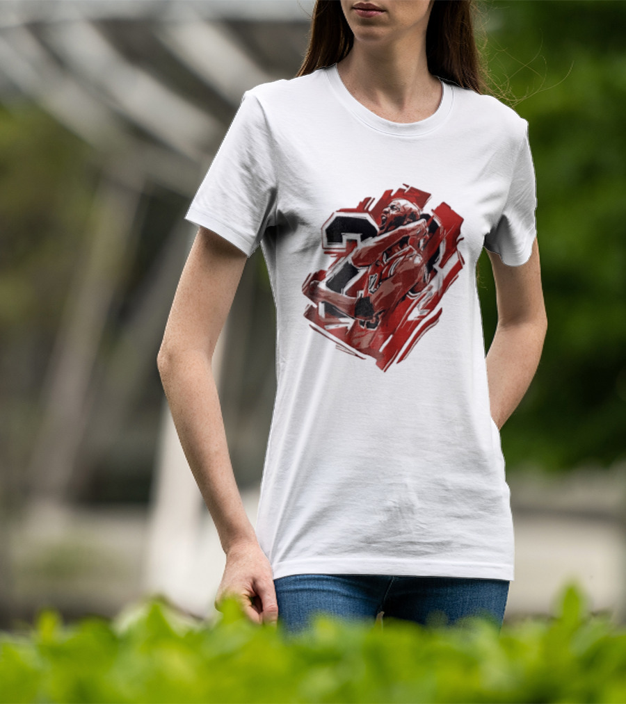Basketball Player Number 23 Celebration Red Brushstrokes T-Shirt