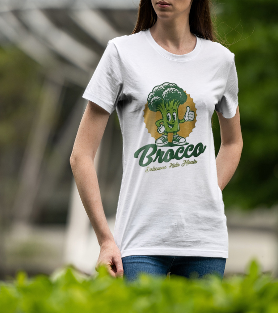 Brocco Delicious Kids Meals Cartoon Broccoli Thumbs Up T-Shirt