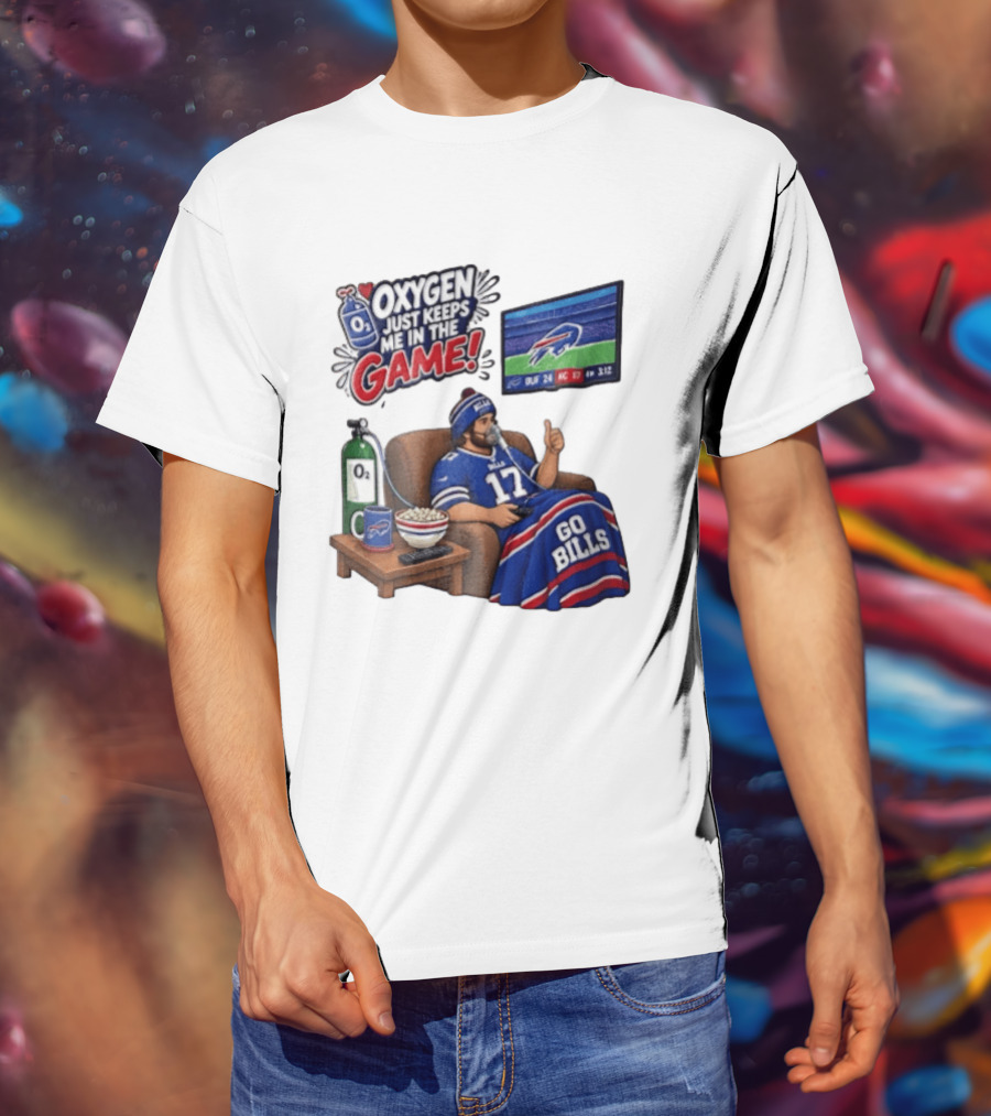 Buffalo Bills Oxygen Just Keeps Me In The Game Go Bills Cartoon Man Ing TV T-Shirt
