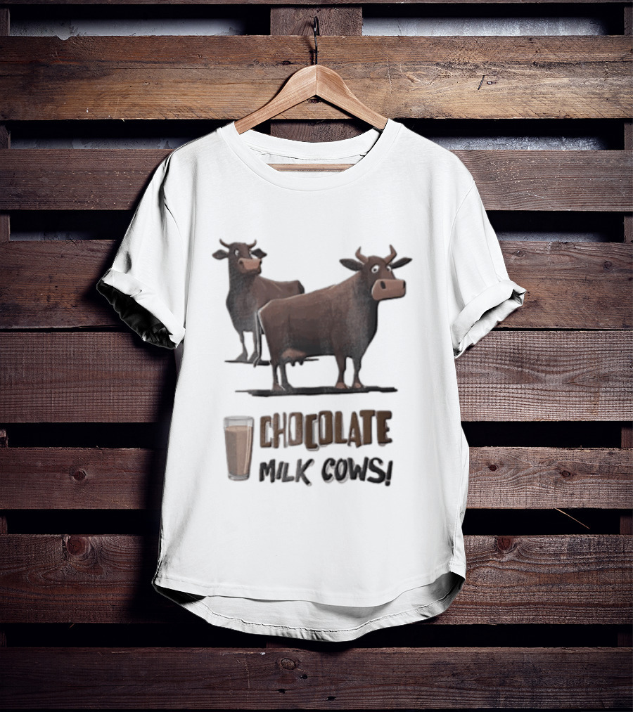 Brown Cartoon Cattle Chocolate Milk Cows Two Standing Glass Cup T-Shirt